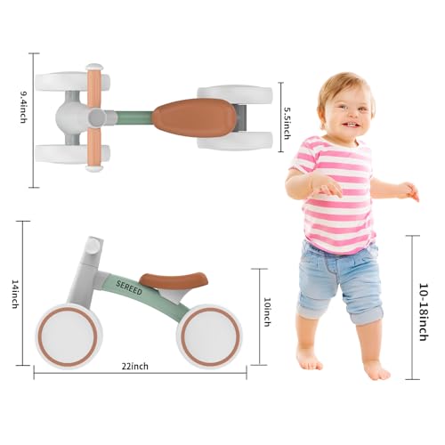 SEREED Baby Balance Bike for 1-2 Year Olds - 4 Wheels, First Bike for Toddlers, Birthday Gift (Green) by SEREED - Image 3