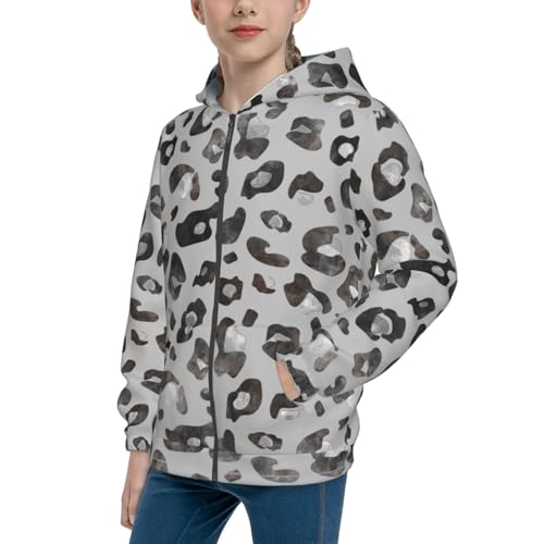 Wild Animal Leopard Print Pattern Kid Hoodies Boys Zip Up Sweatshirts Girls Pullover with Pocket