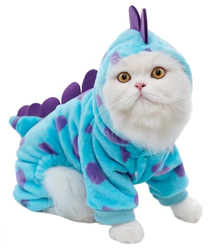 XIAOYU Divertidos disfarces de dinossauros para cães roupa para animais de estimação para cães pequenos e gatos, camisolas com capuz quentes de inverno para cachorros, roupa para Halloween e Natal, M
