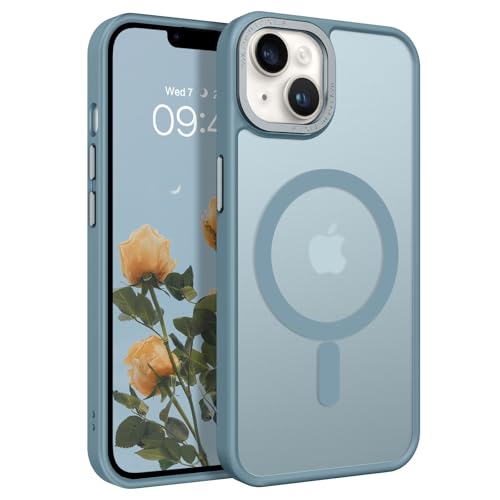 Image of BENTOBEN Magnetic for iPhone 13 Case & iPhone 14 Case [Compatible with Magsafe] Translucent Matte Magnetic Phone Case iPhone 13 /14 Shockproof Women Men Protective Cover for iPhone 13 /14, Gray Blue