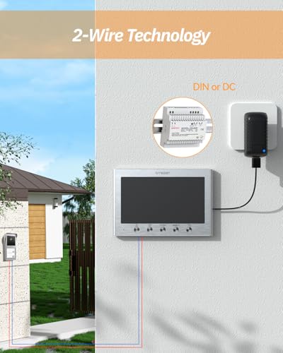 TMEZON Video Türsprechanlage 2-familienhaus,Gegensprechanlage mit türöffner,2-Draht Kabel,7-Zoll-Farbmonitor und HD-Türklingelkamera,2-Wege-Audio, Nachtsicht,16 Klingeltöne,Unterstützt 2 Schlösser