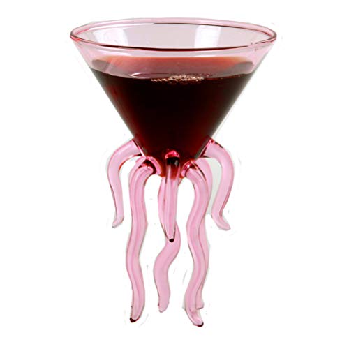 Octopus Martini Glass Creative Cocktail Drinkware Bar Goblet Tools (Pink)