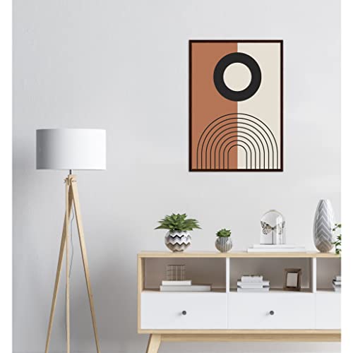 Art mural abstrait haut de gamme avec cadre en bois foncé 50x70