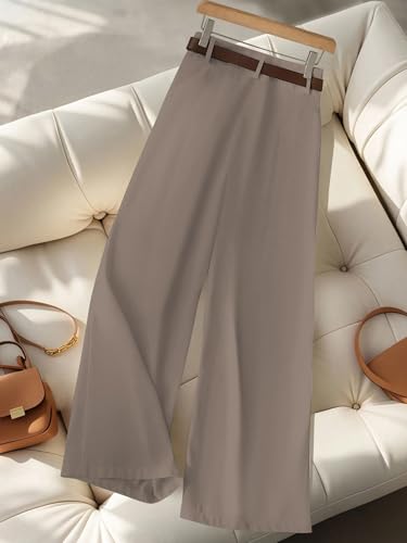 Image of KERI PERRY Trousers for Woman Pants Women's Formal Office Korean | Black Track Pant Beige| Straight | Cotton Spandex Stretchable Trouser | High-Waisted Bottom Wear