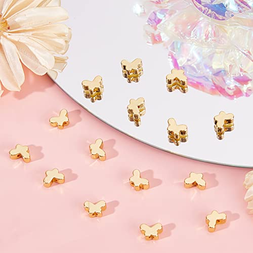 Beebeecraft 50Pcs/Box Butterfly Spacer Beads 18K Gold Plated Butterfly Shaped Beads Charm 5x7mm Loose Jewelry Making for DIY Bracelet Earring Necklace - Image 4