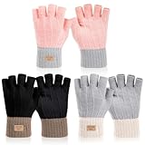 BQMEZRNUS 3 Pairs Fingerless Gloves for Women, Ladies Thermal Knitted Half Finger Gloves for Winter, Typing, Outdoor Activities