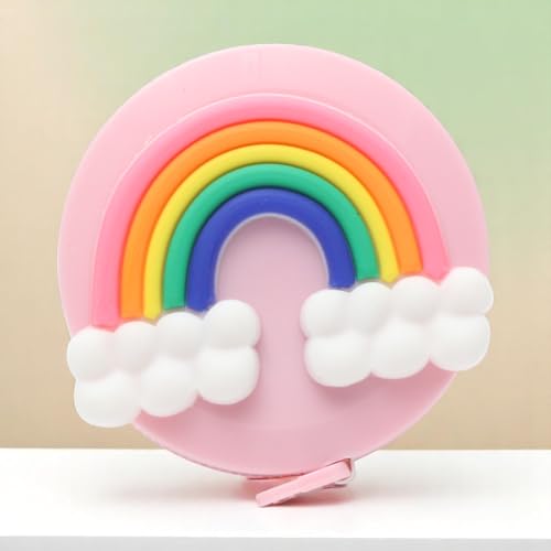 Cinta métrica redonda con botón de plástico rosa y blanco