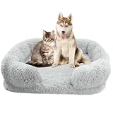 Letto ortopedico per cani in memory foam con rivestimento in peluche lavabile e fondo antiscivolo, grigio, 2XL