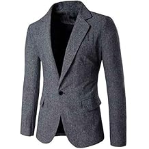 Mens Premium Suit Jacket Slim Fit Wool Tweed Herringbone Blazer Coat