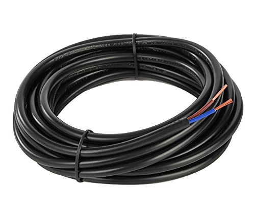 Elektrisches Kabel 2-adriges rundes schwarzes flexibles flexibles Kabel 2 x 0,75 mm² Stromkabel Zwillings- und Erdungskabel - 1,5 Meter Schnittlänge Cover