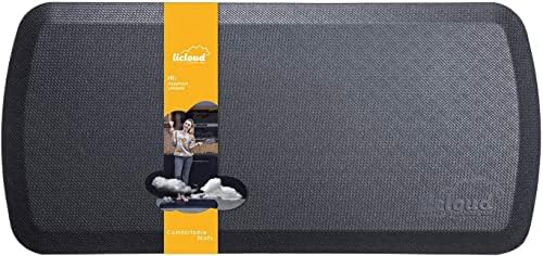 Licloud Anti Fatigue Comfort Floor Mat 20"x39"x3/4" Professional Grade Quality Perfect for Standing Desks, Kitchens, and Laundry - Relieve Feet, Knees, and Back Pain(Black)