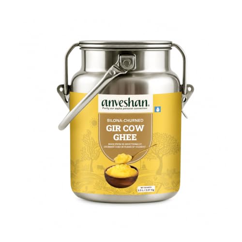Image of Anveshan A2 Gir Cow Ghee - 2.5L Dolchi | Traditional Bilona Method | Curd- Churned | Cultured | Pure and Nutural | Lactose and Gluten Free | Lab Tested