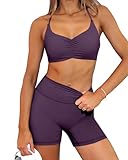 MOOSLOVER Women 2 Piece Yoga Shorts Set High...