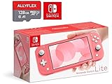 Newest Nintendo Switch Lite Game Console, Coral Pink With 128GB AllyFlex MemoryCard