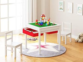 UTEX 2-in-1 Kids Multi Activity Table and 2 Chairs Set with Storage