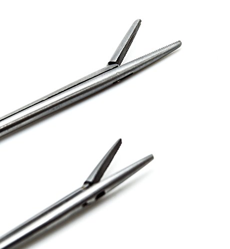 2 Pcs Micro Forceps 3.3" and 8" ENT Surgical Ear Serrated Stainless Steel Insruments