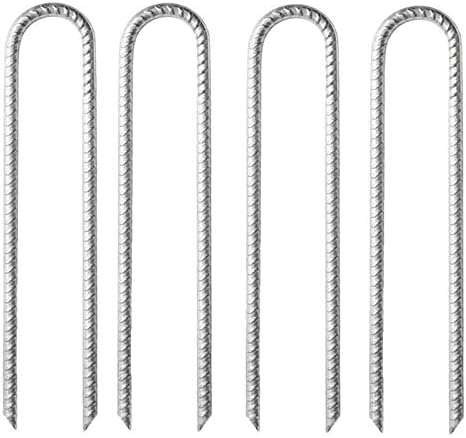 4*30cm Heavy Duty Ground Stakes Tent Pegs,Galvanised Steel U Hooks Anchors Anchorage Stakes Ground Pegs,Garden Metal Stakes for Marquees,Gazebos,Castles,Tents,Trampolines,Bouncy,Camping,Football Nets