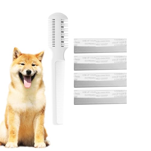 Pettine Per Tagliare I Capelli A Doppia Faccia, pettine per diradamento dei capelli, Tagliacapelli Per Sfoltire, Rasoio a Doppio Lato, cane sottile gatto con 5 lame per Sfollamento il Salo e