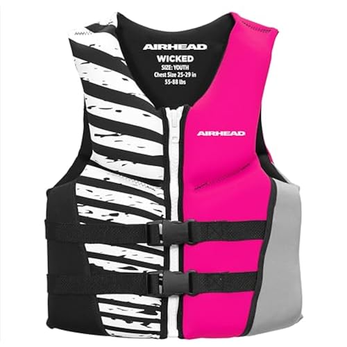 Airhead Wicked Kwik-Dry NeoLite Flex Life Jacket for Kids - USCG Approved Life Vest for Youth, Child & Infant, Watersports Vest for Boating, Tubing & Swimming, Hot Pink