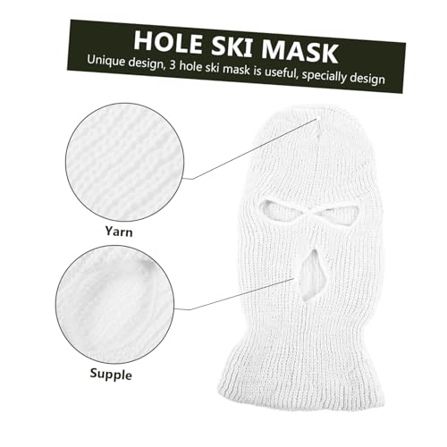 Balaclava COLLBATH de punto con 3 orificios, máscara facial térmica para hombres, para ciclismo y actividades al aire libre, color blanco miniatura 3