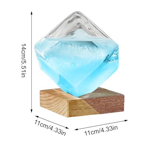 Verre Tempête Prédicteur Météo Cubique avec Socle en Bois - 5