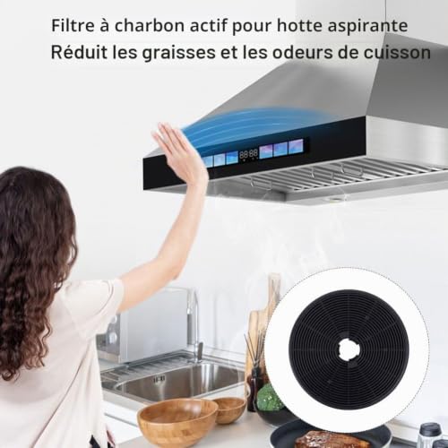 Filtres à Charbon, Filtre à Charbon Actif de Remplacement, Filtre à Charbon Actif de Remplacement, pour Hottes de Cuisine, Hottes Aspirantes,Noir,175mm – vue 6