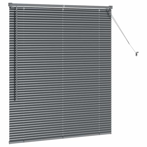 Persiana veneciana de aluminio gris oscuro 130x120 cm para protección visual 6