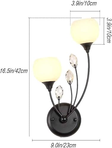 Miniatura 6 de American Country - Lámpara de pared de cristal retro con pantalla de vidrio, lámpara de pared de hierro de metal rústico para dormitorio, pasillo,