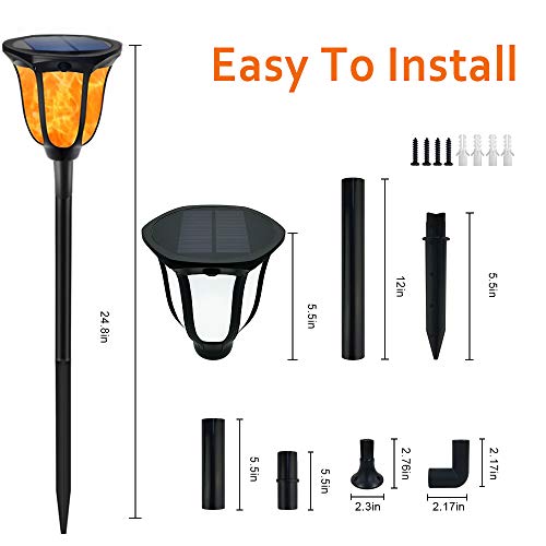 Solar Lights Solar Torches Lights Waterproof Flickering Flame Outdoor Lighting Landscape Decoration Lighting 96 LED Solar Powered Path Lights Dusk to Dawn Auto On/Off for Garden Patio Yard 2 Packs