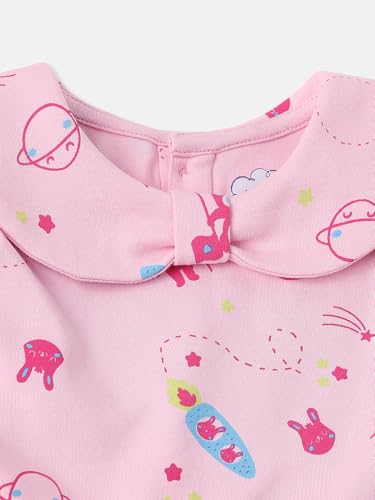 Image of Nautinati Baby Girls 100% Cotton Peterpan Collar Printed Dress | Age 0-3 Years
