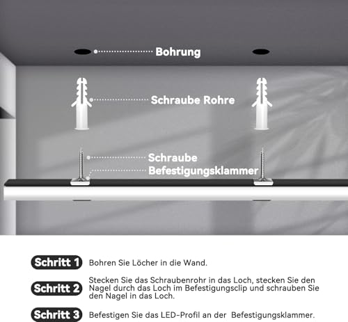 HOMMAND LED Profil 45 Grad, LED Aluminium Profil V-Form 10m, LED Leisten in Aluprofil mit Eckverbinder, Klebstoff, Endkappen und Montageclips, LED Streifen Kanal und Diffusor, LED Kanal 10 x 1m/3,3ft