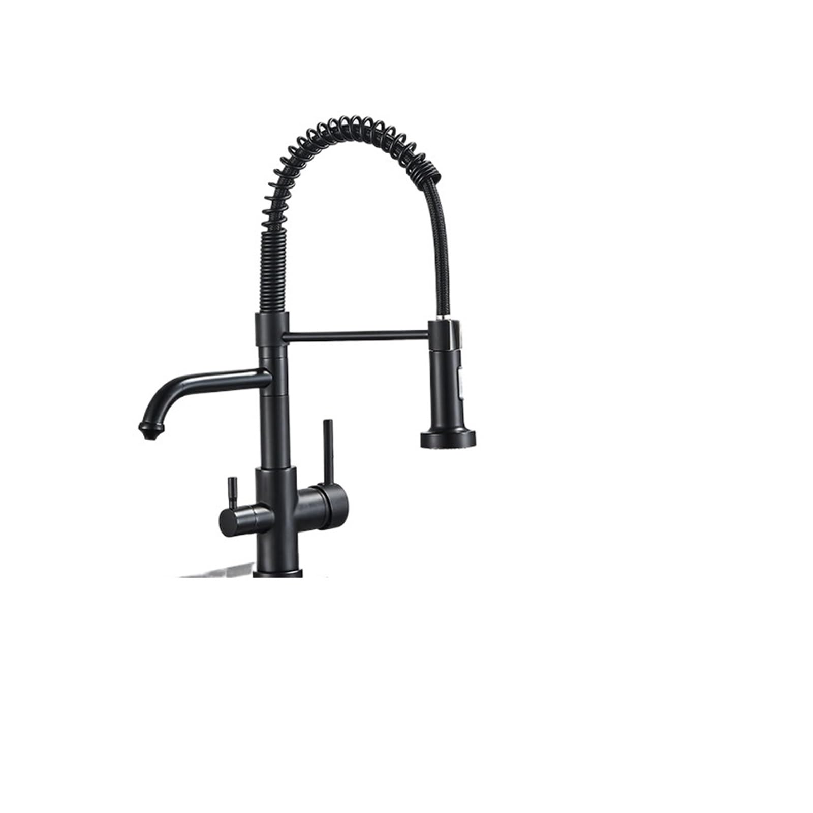 Robinet de cuisine à eau filtrée mitigeur d'évier double bec noir