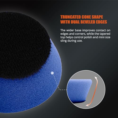 Image of SPTA PRO Blue Mini High-Cut Foam Polishing Pad Sets, 5Pcs 2inch /50mm Sponge Polishing Buffing Pads, Car Foam Detail Polishing Pad Kit for Car Detail Polishing, Small Area Polishing -FF202-5