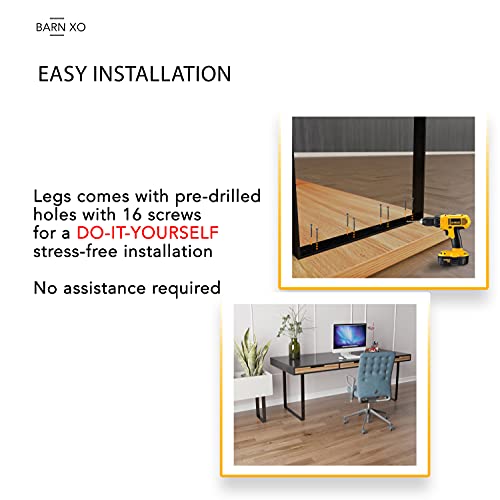 Barn Xo 2 Pack U Shape Legs -Metal Leg, Bench Leg, Table Leg, Steel Leg, Pair Of Legs, Powder Coated Matte Black (16" H X 12" W) #TOP2