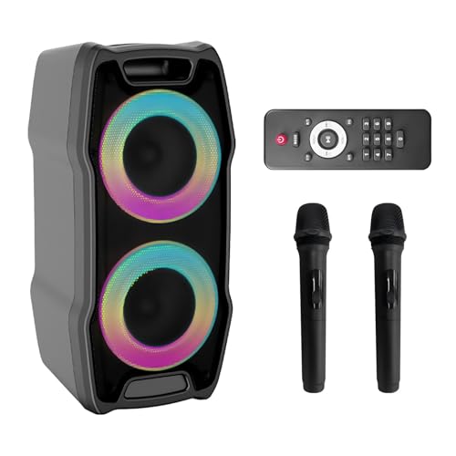 VeGue Karaoke Machine, Wireless Bluetooth PA System for Adults & Kids with Dual 8'' Subwoofers, 2...