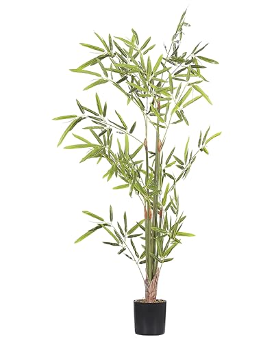 Beliani Planta Artificial bambú en Maceta de Material sintético Verde y Negro Accesorio Decorativo de Interior 100 cm Bambusa Vulgaris