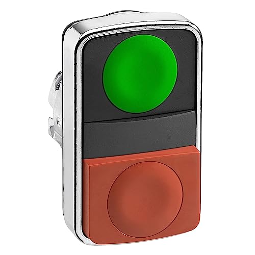 Bouton poussoir double saillant vert rouge pour tableau électrique
