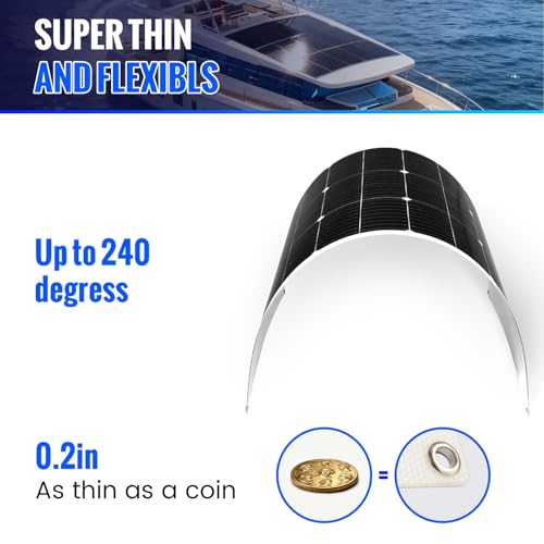 100W 12V Flexible Solar Panel, High Efficiency PERC Monocrystalline Solar Panel, Ultra-Thin Lightweight 4.19lbs, IP67 Waterproof for RV, Boat, Camping, Home Roof, Balcony-White