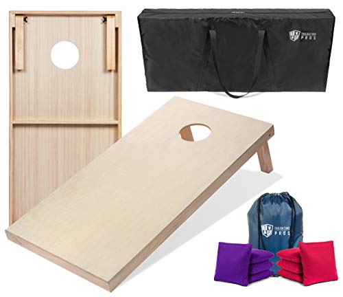 Tailgating Pros Cornhole Boards - 4'x2' & 3'x2' Cornhole Game w/Carrying Case & Set of 8 Corn Hole Bags - 150+ Color Combos! Optional LED Lights