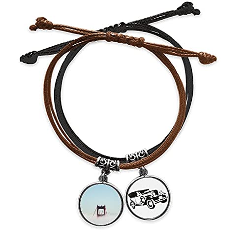 Bracelet corde Golden Gate Bay Nuage en cuir tressé breloque minibus