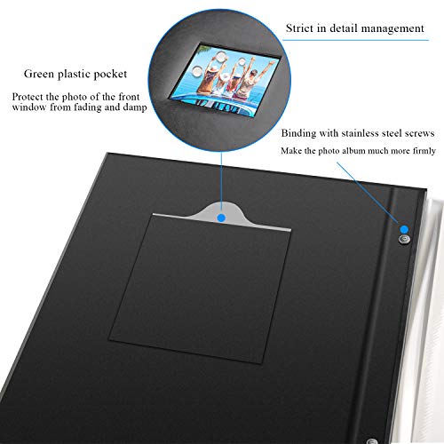 1DOT2 Photo Album Self Adhesive Pages, Leather Cover Albums with 60 Sticky Pages, Scrapbook Albums for Christmas, Wedding, Birthday Baby Gifts Hold 3X5, 4X6, 5X7, 6X8, 8X10 Photos Album Black