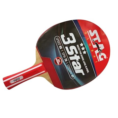 STAG Wood 3 Star Table Tennis Racquet (148g, ITTF Approved Rubber, Multicolour)