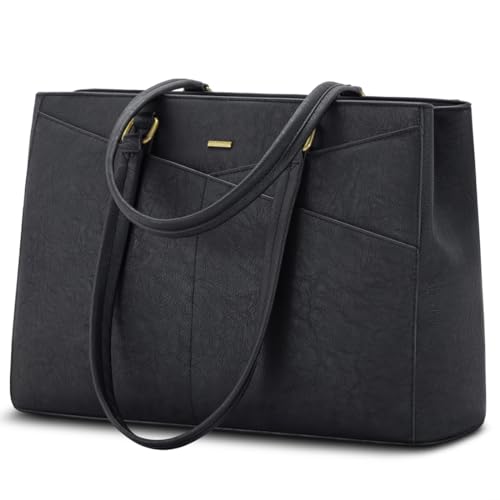 Image of Laptop Tote Bag for Women 15.6 Inch Waterproof Leather Computer Laptop Bag Women Business Office Work Bag Briefcase Large Travel Handbag Shoulder Bag