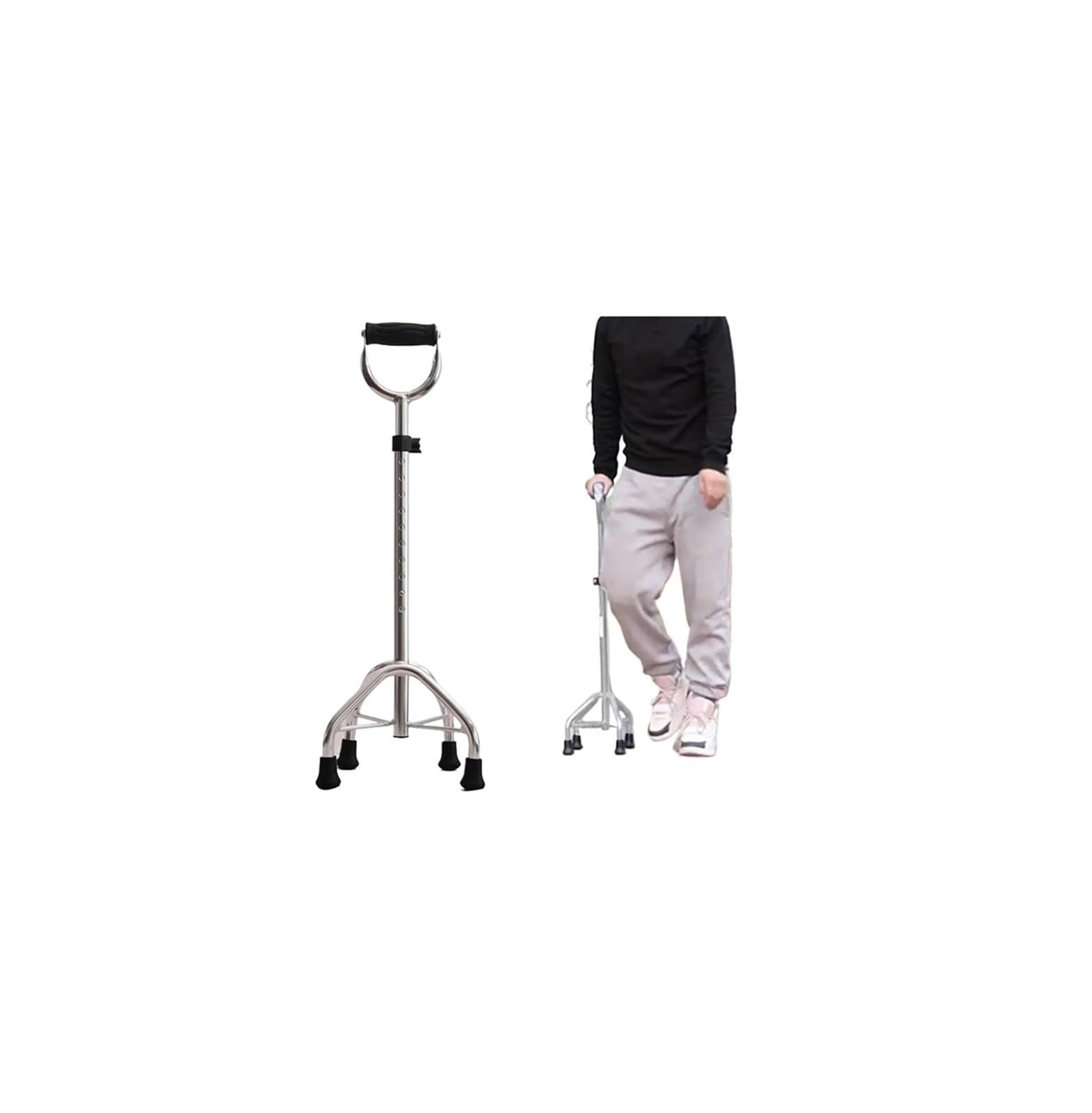 Bastón, Bastón for Caminar cuádruple de Aluminio Ajustable for Adultos Multicolor 70-93 cm(Silver)