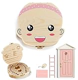  LA PUERTA MÁGICA Caja dientes de leche y puerta ratoncito Pérez CERTIFICADA - La puerta mágica del ratón Pérez con 10 accesorios + postal de felicitación FRANCES - Regalo niño 5 años ( Rosa Niña)