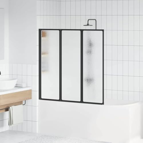 Pare Baignoire, Paroi de Douche Paroi de Baignoire Noir 120 x 2 x 117 cm Aluminium