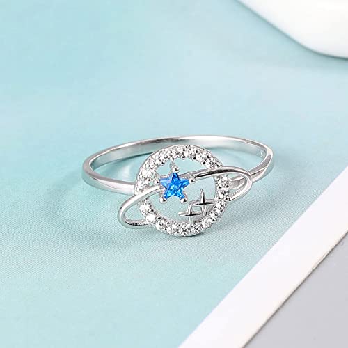 925 Sterling Silver Simple Design Planet Star Ring For Women Fashion Zircon Ring Statement Stacking Rings Wedding Ring Jewelry Gift4