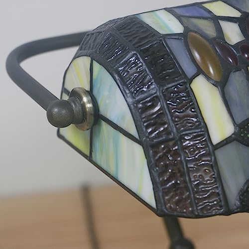 Lámpara de escritorio estilo Tiffany con vitral verde e interruptor de cadena para estudio 4
