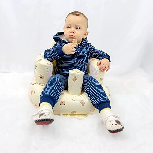 Baby Inflatable Seat For Babies 3-36 Months, Built In Air Pump Infant Back Support Sofa, Infant Support Seat Toddler Chair For Sitting Up, Baby Shower Chair Floor Seater Gifts (Bear Head) #TOP1