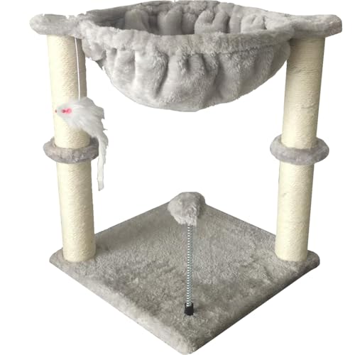 BELTOM® Rascador Afilador Uñas para Gatos Árbol Escalador Mascota Rascarse Juego, con Hamaca, 45 cm. - Azul